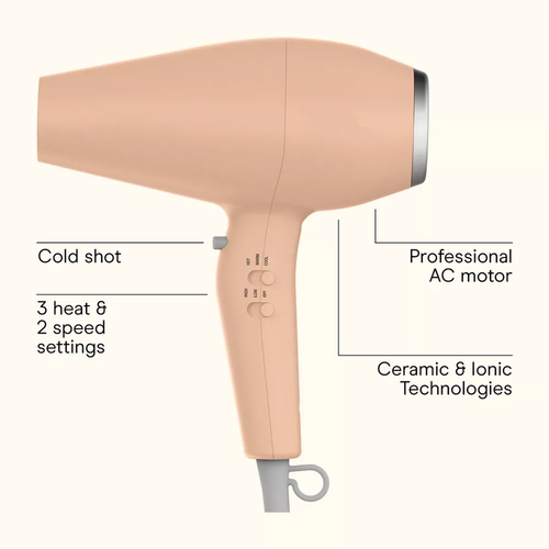 AC Motor Ionic Ceramic Hair Dryer With Four Styling Attachments