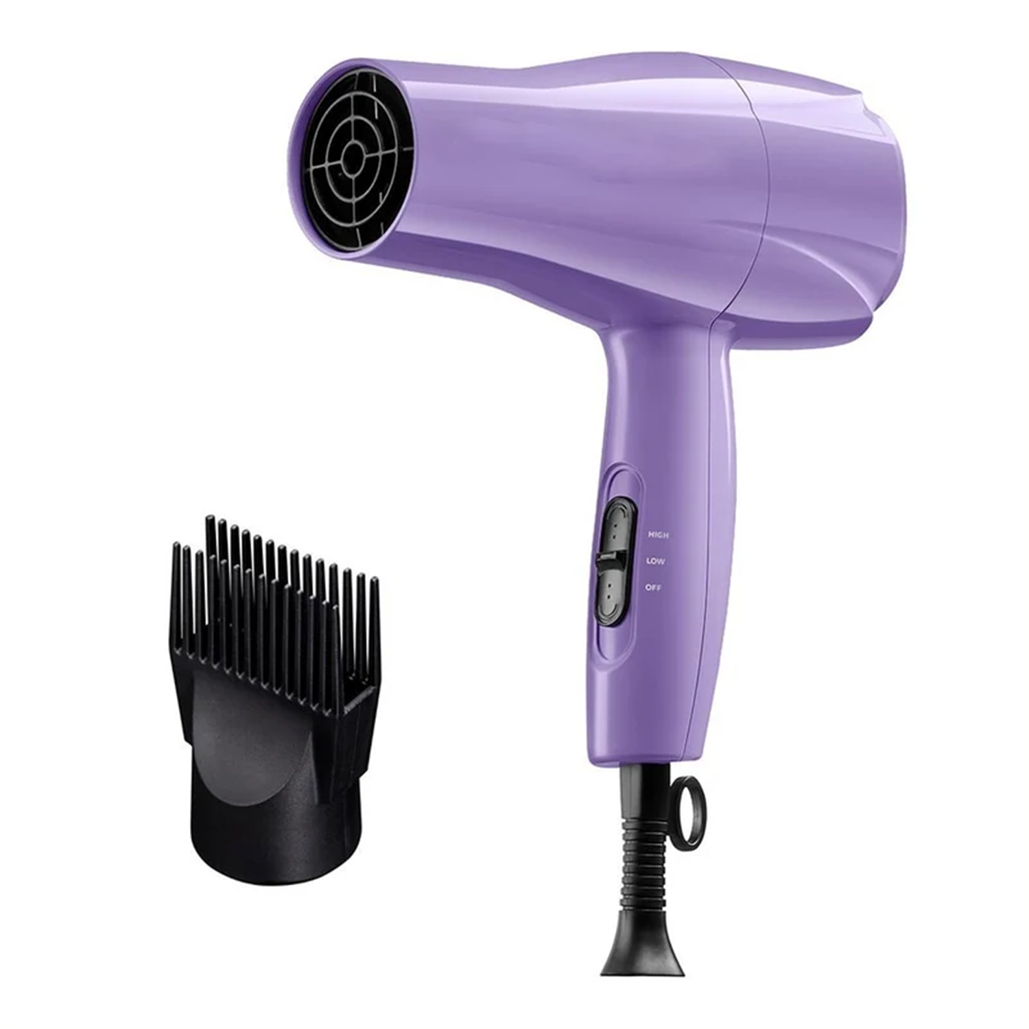 Ceramic Compact Hair Dryer With Comb And Detangler Attachments